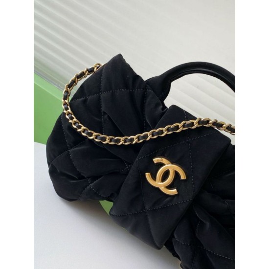 Replica Chanel Mini Bow Bag Velvet-Effect Nylon AS5849 Black