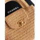 Replica Chanel Kelly Tote Handbag Raffia Apricot AS4416