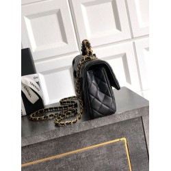 Replica Chanel Small Flap Bag with Top Handle AS5702 Black