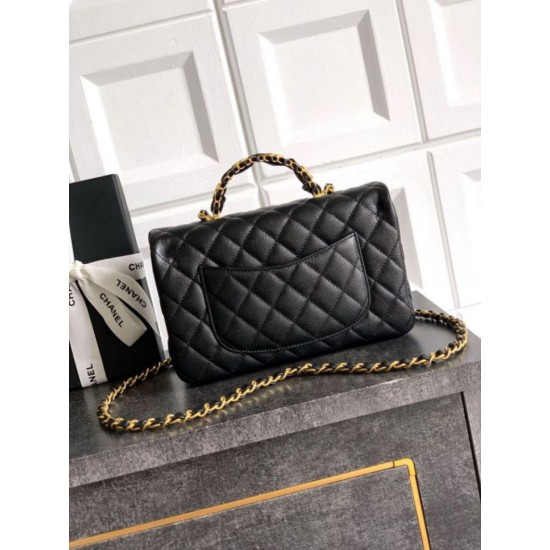 Replica Chanel Small Flap Bag with Top Handle AS5702 Black