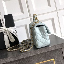 Replica Chanel Small Flap Bag with Top Handle AS5702 Light Blue