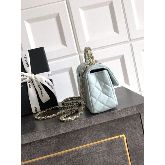 Replica Chanel Small Flap Bag with Top Handle AS5702 Light Blue