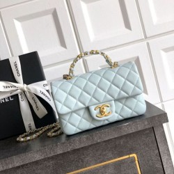 Replica Chanel Small Flap Bag with Top Handle AS5702 Light Blue
