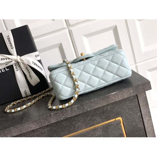 Replica Chanel Small Flap Bag with Top Handle AS5702 Light Blue
