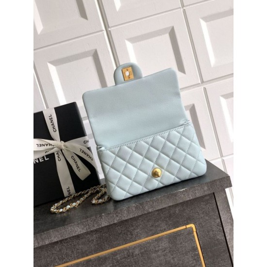 Replica Chanel Small Flap Bag with Top Handle AS5702 Light Blue