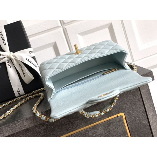 Replica Chanel Small Flap Bag with Top Handle AS5702 Light Blue