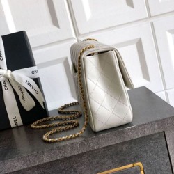 Replica Chanel Small Classic Flap CF Bag Shiny lambskin White
