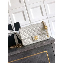 Replica Chanel Small Classic Flap CF Bag Shiny lambskin White