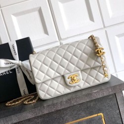 Replica Chanel Small Classic Flap CF Bag Shiny lambskin White