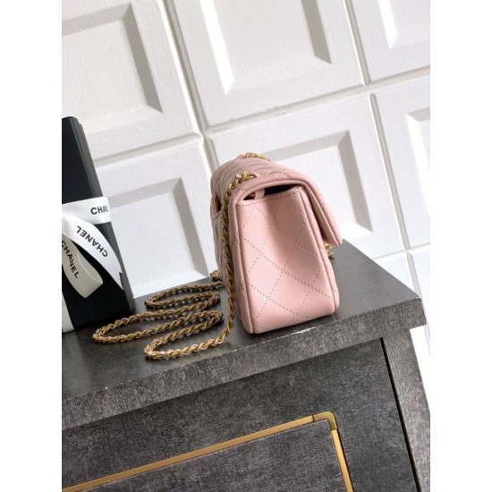 Replica Chanel Small Classic Flap CF Bag Shiny lambskin Pink