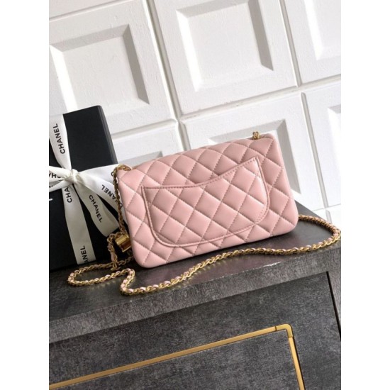 Replica Chanel Small Classic Flap CF Bag Shiny lambskin Pink
