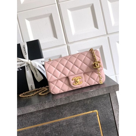 Replica Chanel Small Classic Flap CF Bag Shiny lambskin Pink