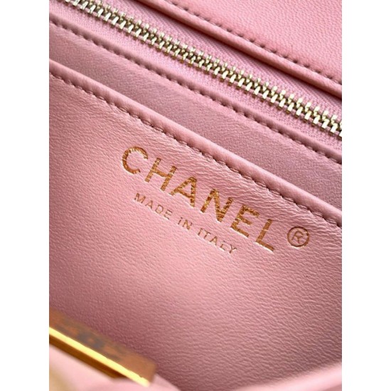 Replica Chanel Small Classic Flap CF Bag Shiny lambskin Pink