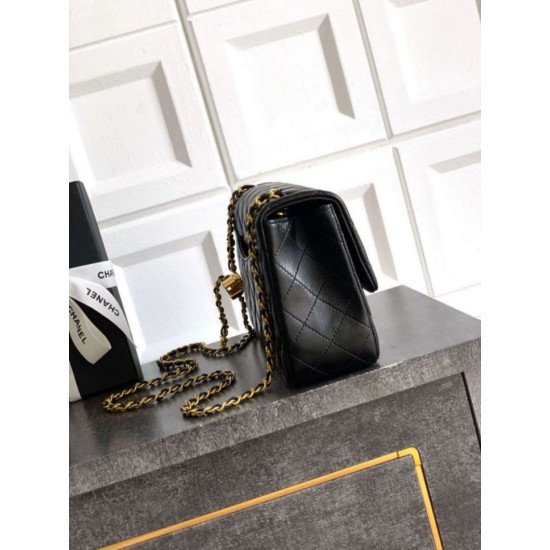 Replica Chanel Small Classic Flap CF Bag Shiny lambskin Black