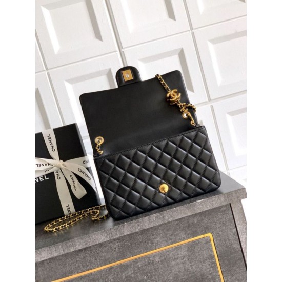 Replica Chanel Small Classic Flap CF Bag Shiny lambskin Black