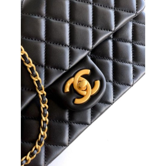Replica Chanel Small Classic Flap CF Bag Shiny lambskin Black