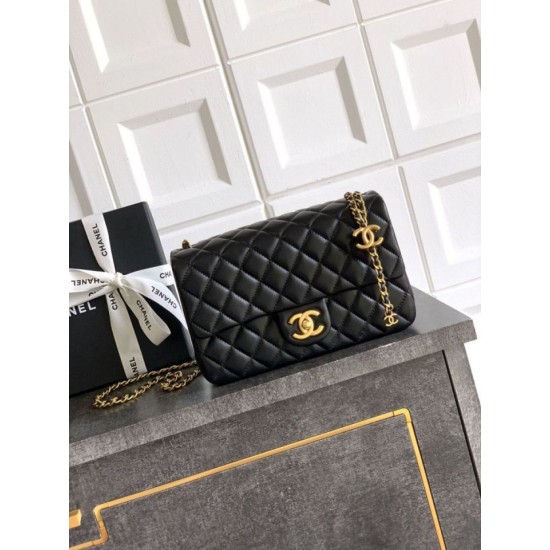Replica Chanel Small Classic Flap CF Bag Shiny lambskin Black