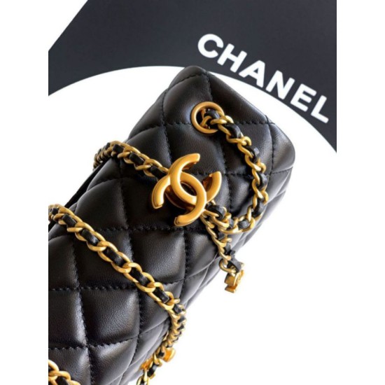 Replica Chanel Small Classic Flap CF Bag Shiny lambskin Black