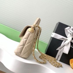 Top Replica Chanel 25P Small Flap Bag with Top Handle AS5355 Apricot