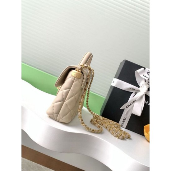 Replica Chanel 25P Small Flap Bag with Top Handle AS5355 Apricot