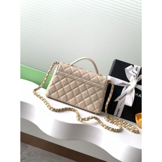 Replica Chanel 25P Small Flap Bag with Top Handle AS5355 Apricot