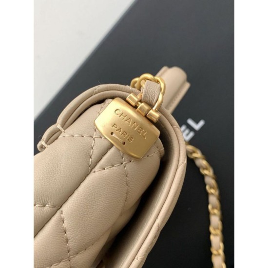 Replica Chanel 25P Small Flap Bag with Top Handle AS5355 Apricot