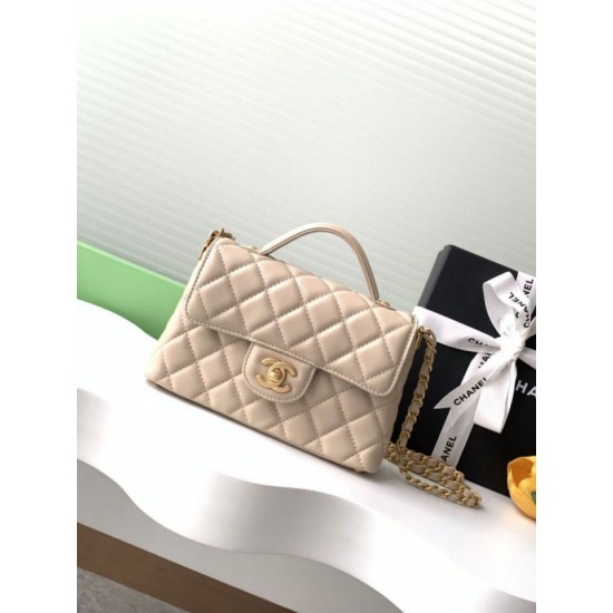 Replica Chanel 25P Small Flap Bag with Top Handle AS5355 Apricot