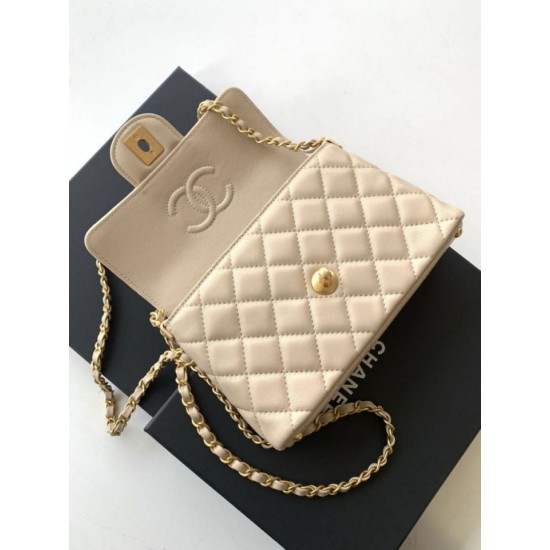 Replica Chanel 25P Small Flap Bag with Top Handle AS5355 Apricot