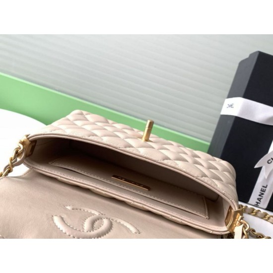 Replica Chanel 25P Small Flap Bag with Top Handle AS5355 Apricot