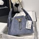 Replica Chanel 25c AS5293 Small Vintage Hobo Drawstring bucket Bag Deerskin Blue 