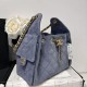 Replica Chanel 25c AS5293 Small Vintage Hobo Drawstring bucket Bag Deerskin Blue 
