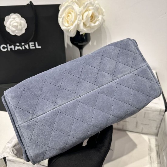 Replica Chanel 25c AS5293 Small Vintage Hobo Drawstring bucket Bag Deerskin Blue 