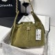 Replica Chanel 25c AS5293 Small Vintage Hobo Drawstring bucket Bag Deerskin Green