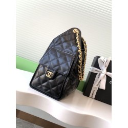 Replica Chanel 25c AS5293 Small Vintage Hobo Drawstring bucket Bag cowhide Black