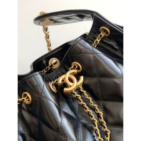 Replica Chanel 25c AS5293 Small Vintage Hobo Drawstring bucket Bag cowhide Black