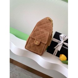 Replica Chanel 25c AS5293 Small Vintage Hobo Drawstring bucket Bag Suede Brown