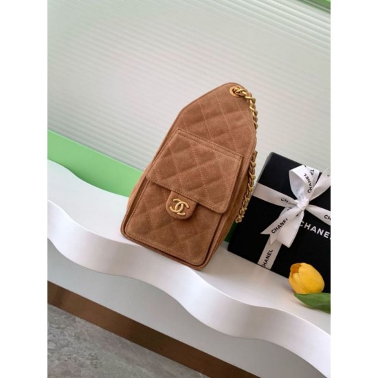 Replica Chanel 25c AS5293 Small Vintage Hobo Drawstring bucket Bag Suede Brown