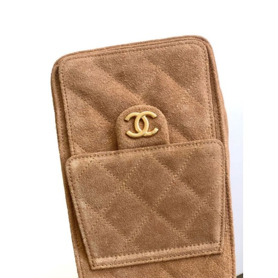 Replica Chanel 25c AS5293 Small Vintage Hobo Drawstring bucket Bag Suede Brown