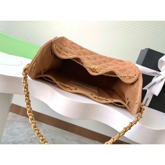 Replica Chanel 25c AS5293 Small Vintage Hobo Drawstring bucket Bag Suede Brown