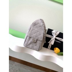 Replica Chanel 25c AS5293 Small Vintage Hobo Drawstring bucket Bag Suede Gray