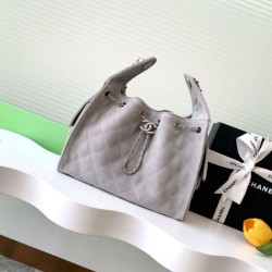 Replica Chanel 25c AS5293 Small Vintage Hobo Drawstring bucket Bag Suede Gray