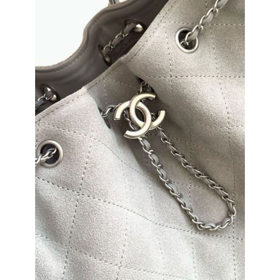 Replica Chanel 25c AS5293 Small Vintage Hobo Drawstring bucket Bag Suede Gray
