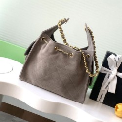 Replica Chanel 25c AS5293 Small Vintage Hobo Drawstring bucket Bag Suede light Purple