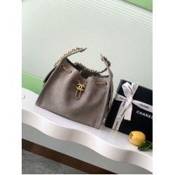 Replica Chanel 25c AS5293 Small Vintage Hobo Drawstring bucket Bag Suede light Purple