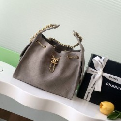 Replica Chanel 25c AS5293 Small Vintage Hobo Drawstring bucket Bag Suede light Purple
