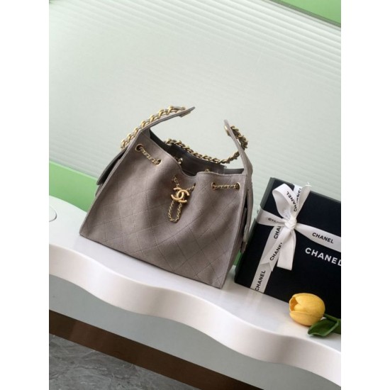 Replica Chanel 25c AS5293 Small Vintage Hobo Drawstring bucket Bag Suede light Purple