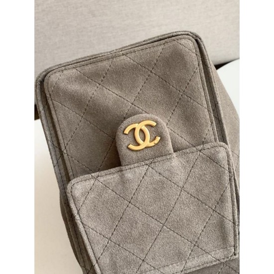 Replica Chanel 25c AS5293 Small Vintage Hobo Drawstring bucket Bag Suede light Purple
