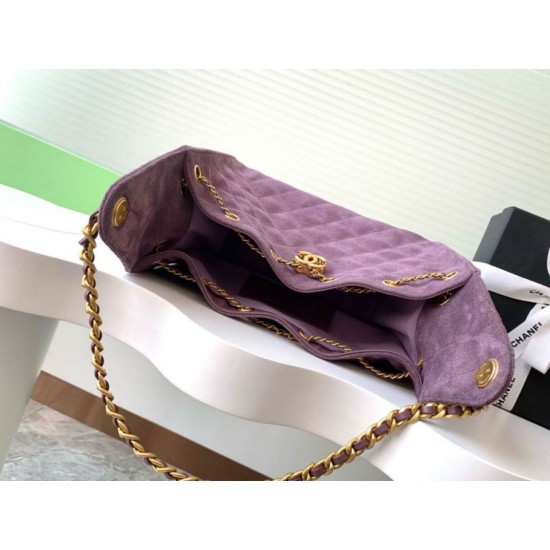 Replica Chanel 25c AS5293 Small Vintage Hobo Drawstring bucket Bag Suede Purple