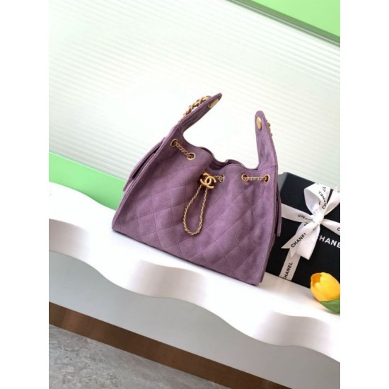 Replica Chanel 25c AS5293 Small Vintage Hobo Drawstring bucket Bag Suede Purple
