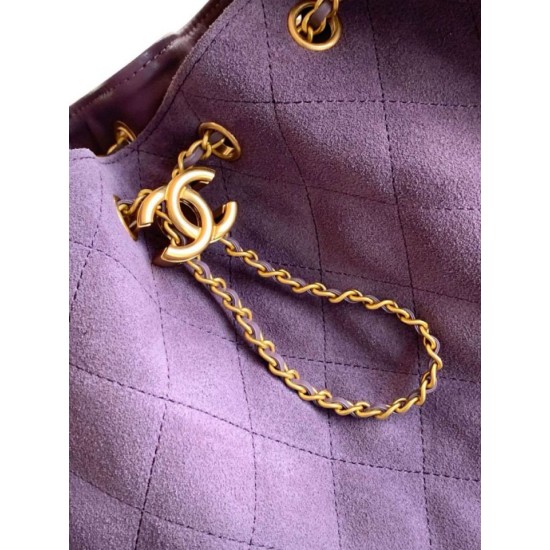 Replica Chanel 25c AS5293 Small Vintage Hobo Drawstring bucket Bag Suede Purple